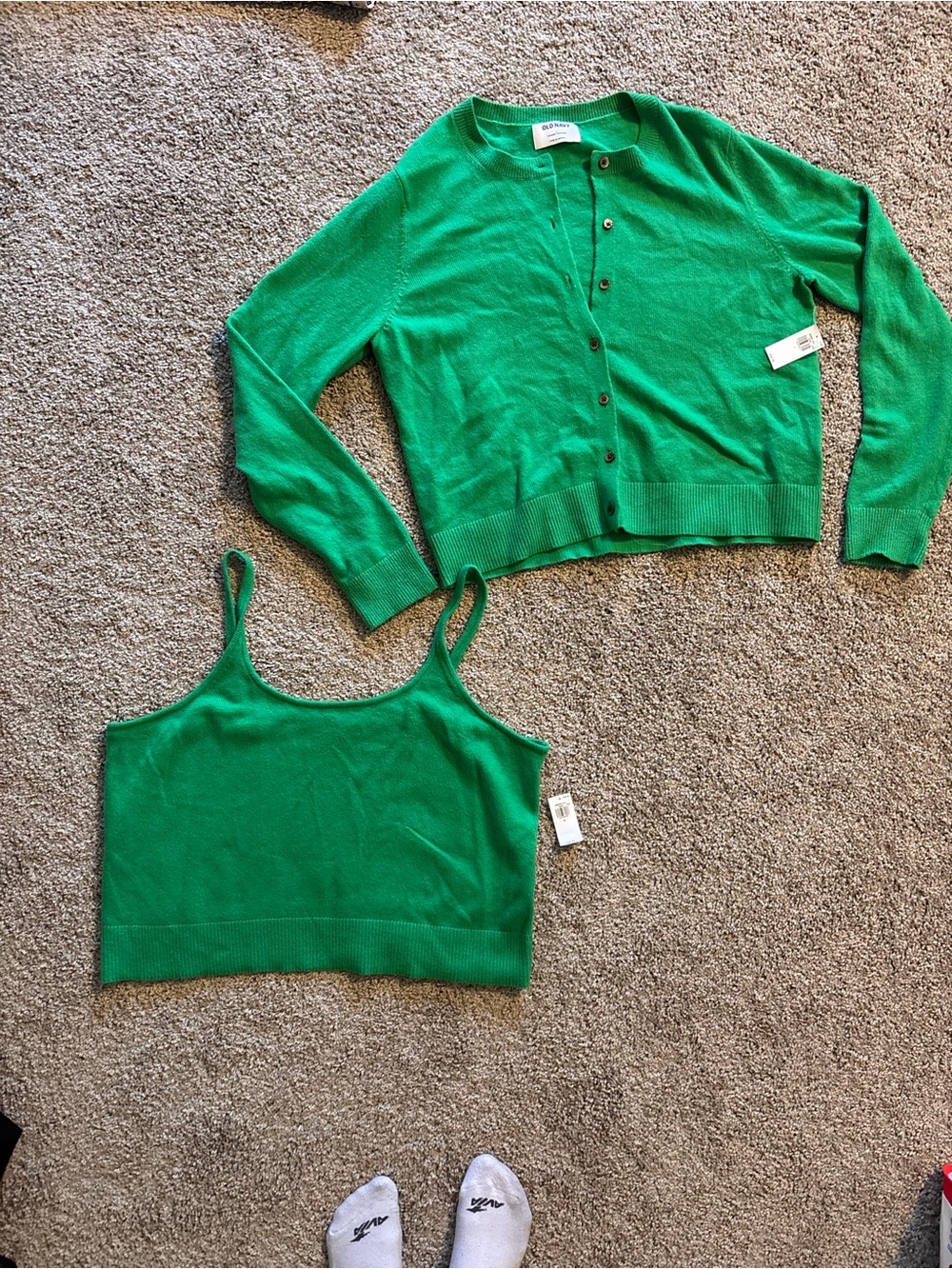 NWT Old Navy Green Knit Cardigan & Tank Set
